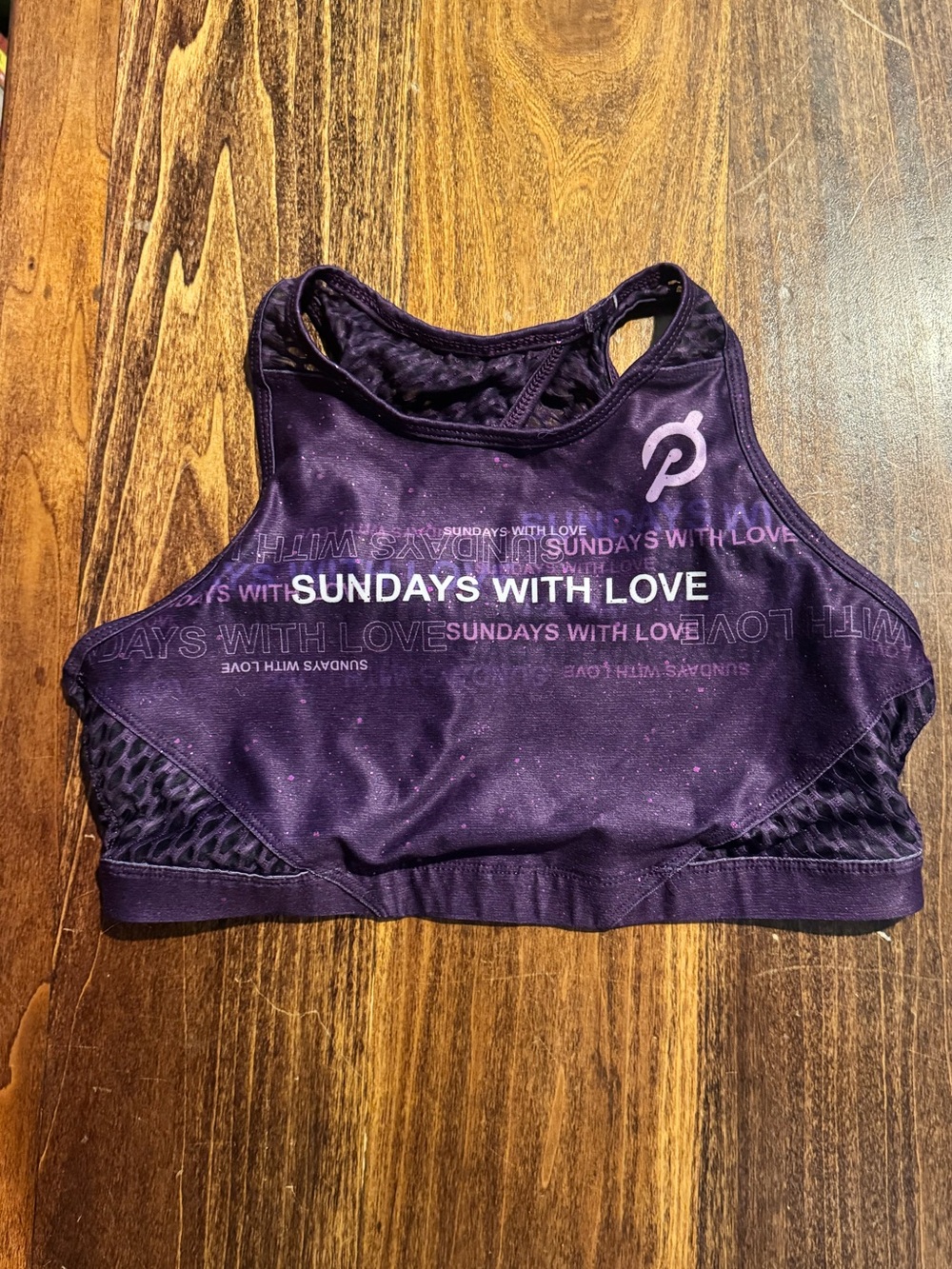 Peloton Purple 'Sundays With Love' High-Neck Sports Bra